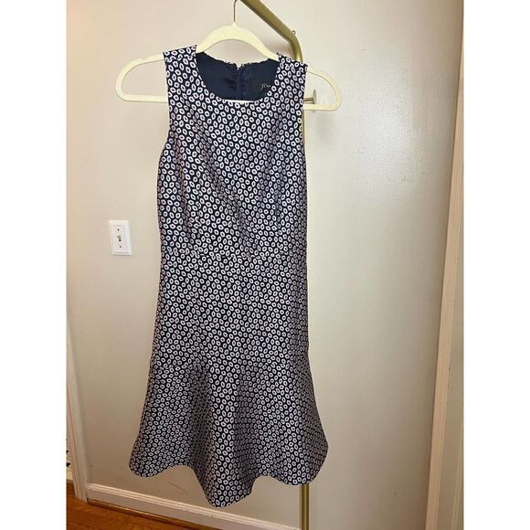 J. Crew Navy Sleeveless Dress Piper Foulard Sz. 2 - Picture 4 of 9